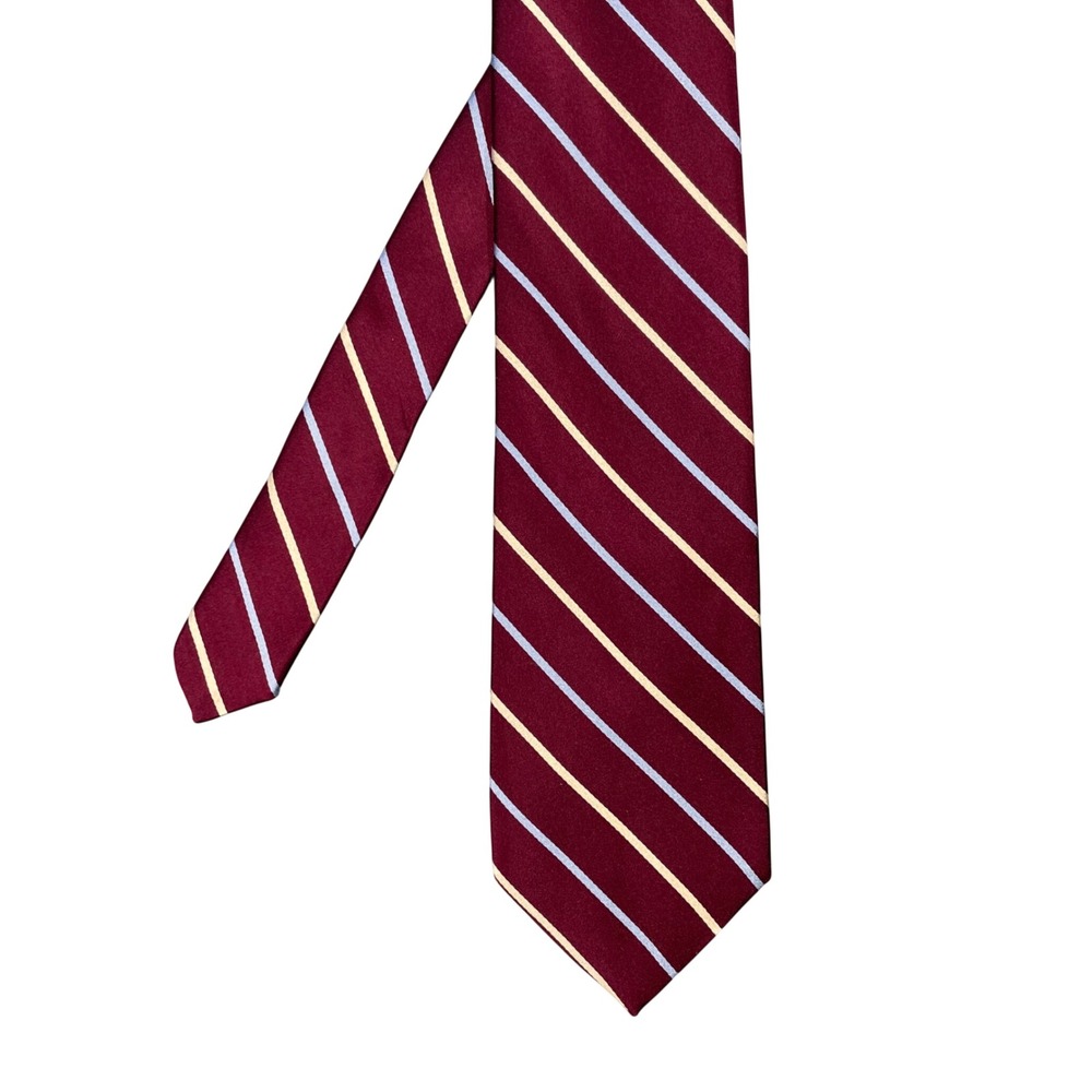 Brooks Brothers Burgundy Striped Necktie Mens OS Silk Repp Stripe Made in USA